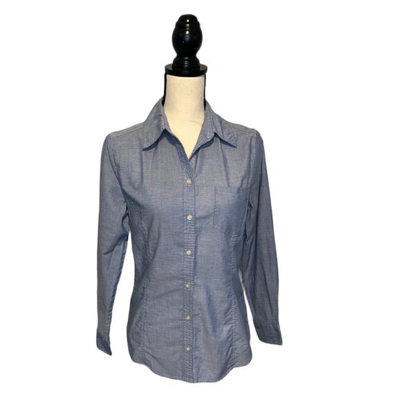 Riders by Lee Chambray Button Down Shirt Womens Size S Easy Care w/ Patch Pocket - Picture 5 of 6